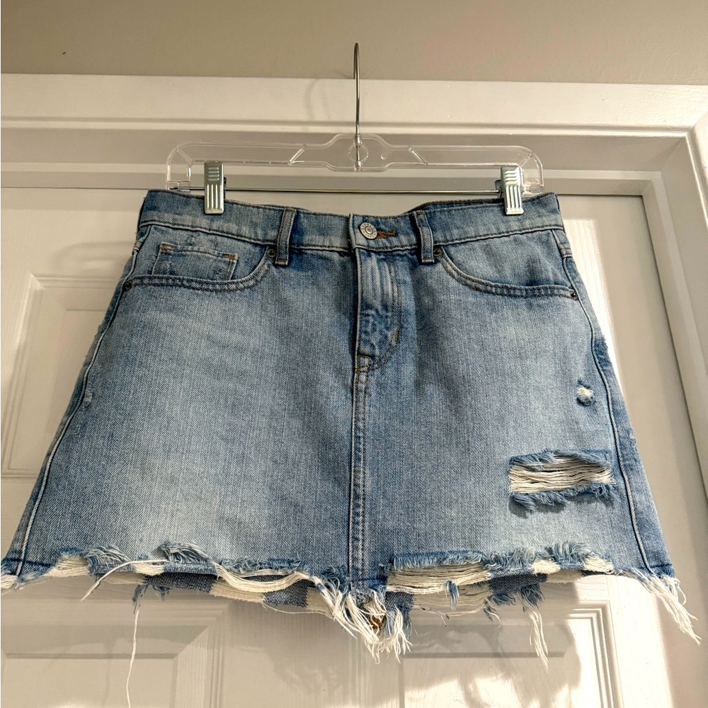 Distressed Denim Mini Skirt 💕